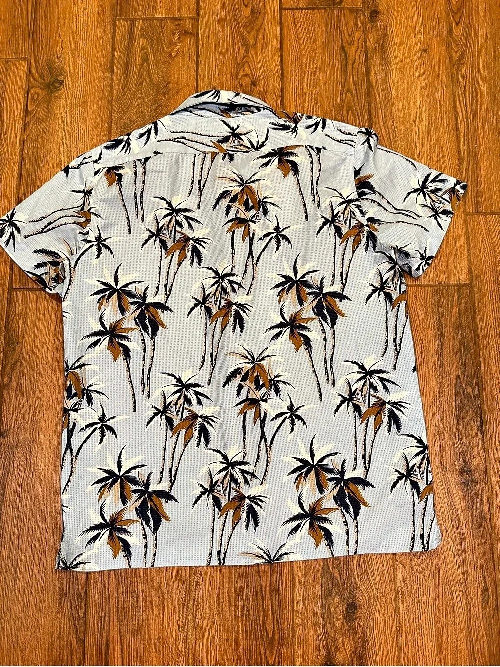 Banana Republic Men's Floral Short Sleeve Shirt Blue & Brown / large
